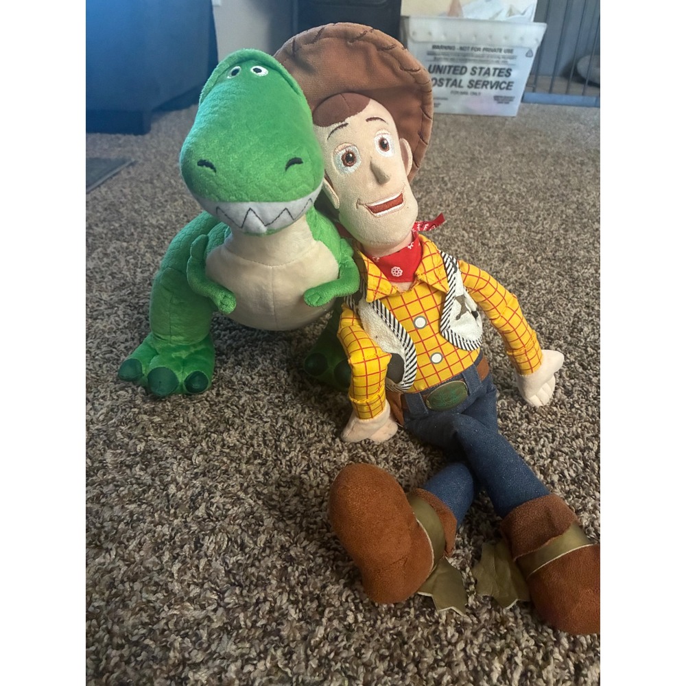 Disney Toy Story Woody and Rex Plush Bundle Cowboy Dinosaur Stuffed Animals